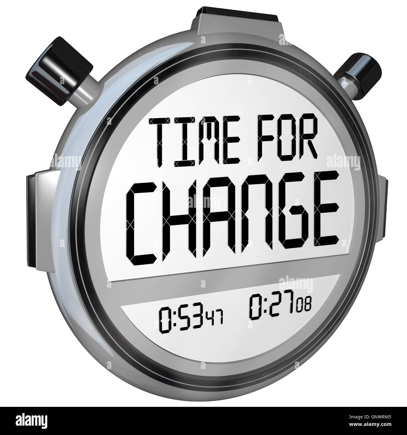 Zeit für Veränderung Stoppuhr Timer Uhr Stockfoto