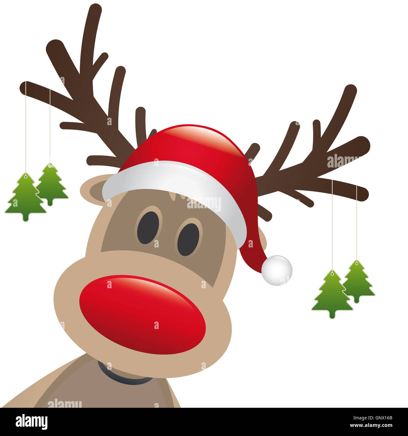 Rentier rot Nase hängen Weihnachtsbaum Stockfoto