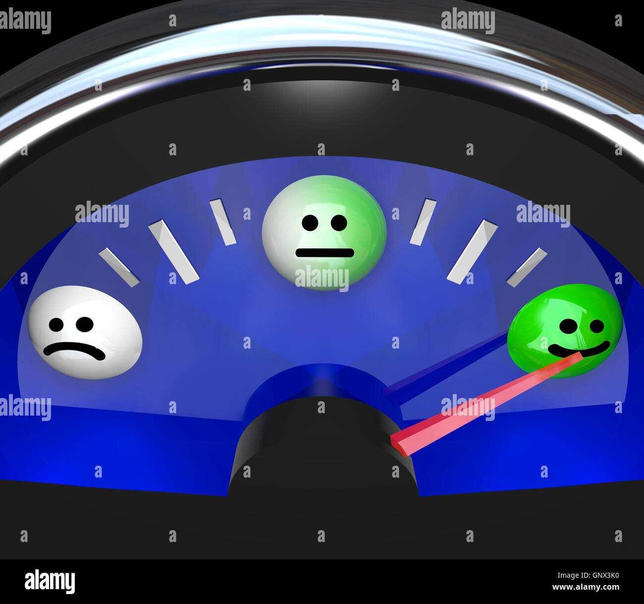 Emotion Gauge Stimmung Wechsel von traurig, glücklich Stimmungen Stockfoto