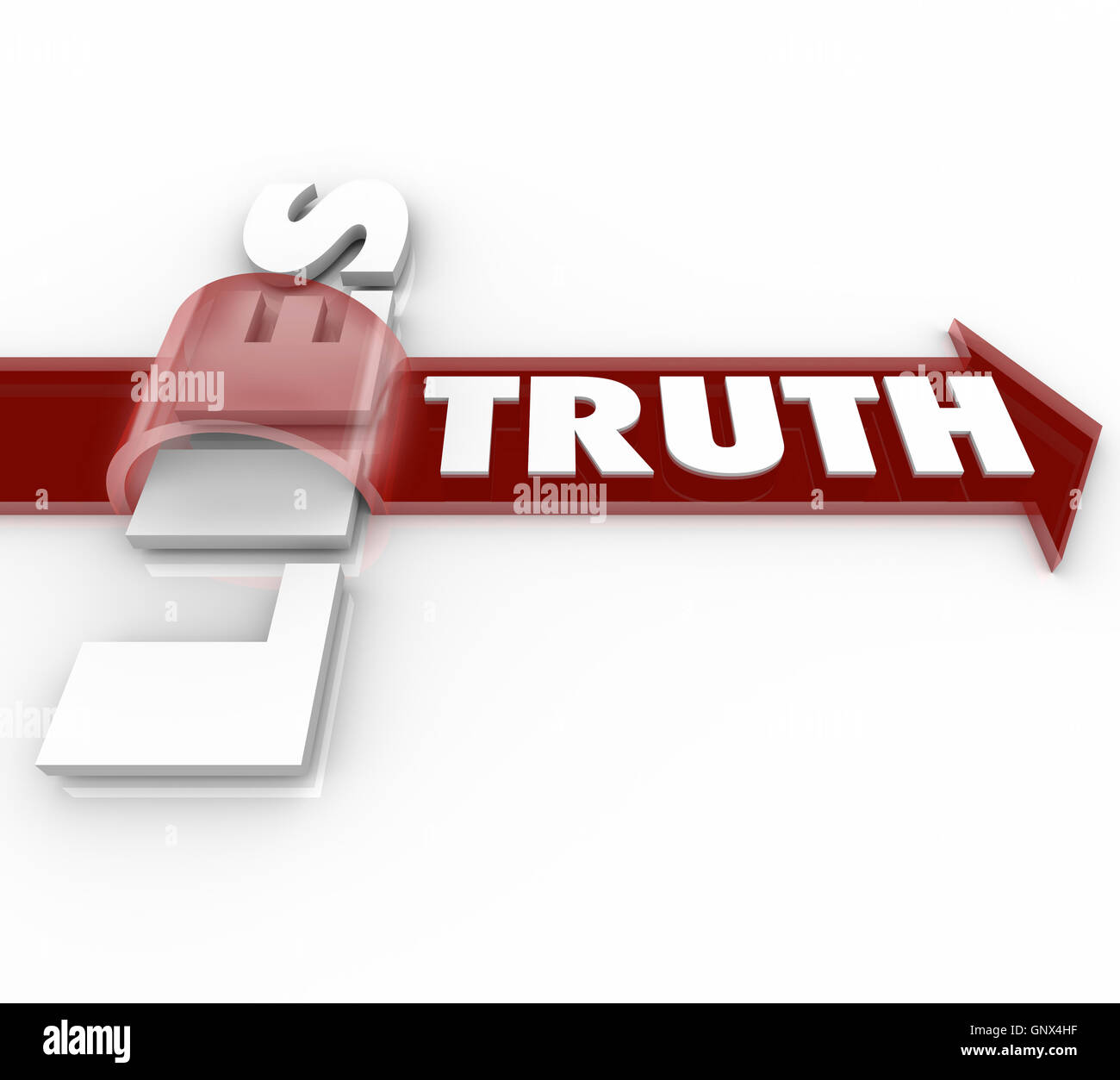 Wahrheit schlägt liegt Pfeil über Wort Ehrlichkeit Vs Unehrlichkeit Stockfoto