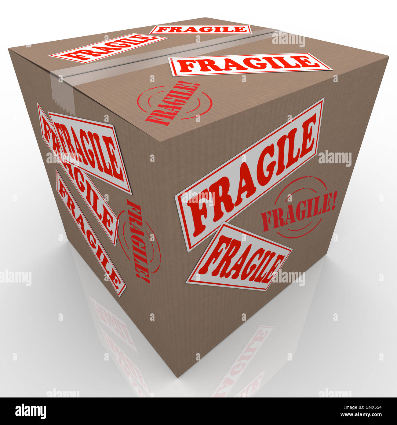 Fragile Karton Lieferung Paket Handle with Care Stockfoto