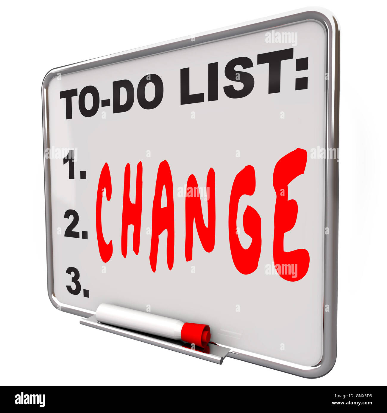 To-do-Liste Change Wort trocken abwischbaren Board verbessern Stockfoto
