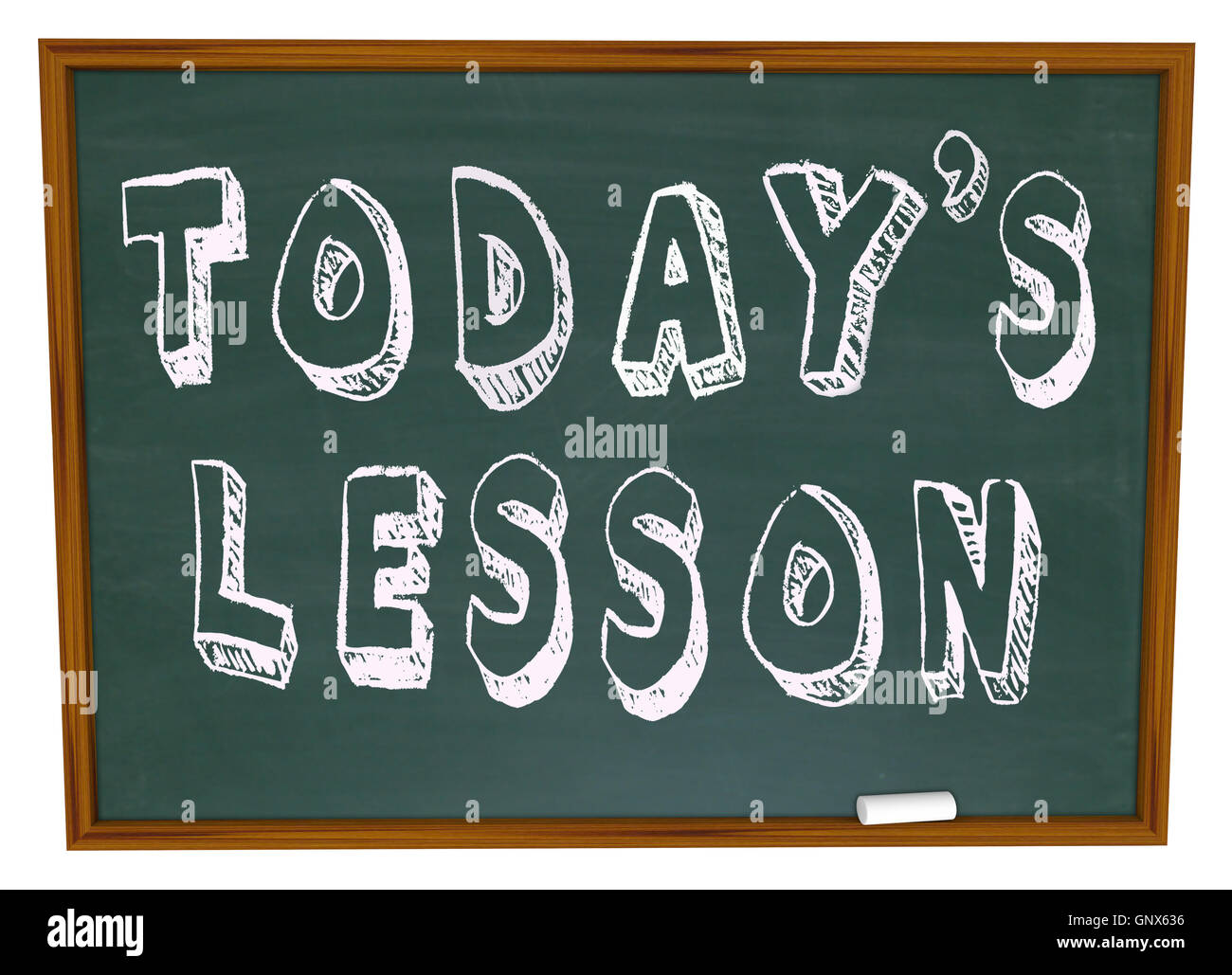 Die heutige Lektion - Wörter auf Schule Tafel Training Stockfoto