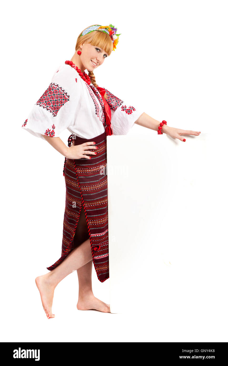 Frau trägt ukrainische Tracht Stockfoto