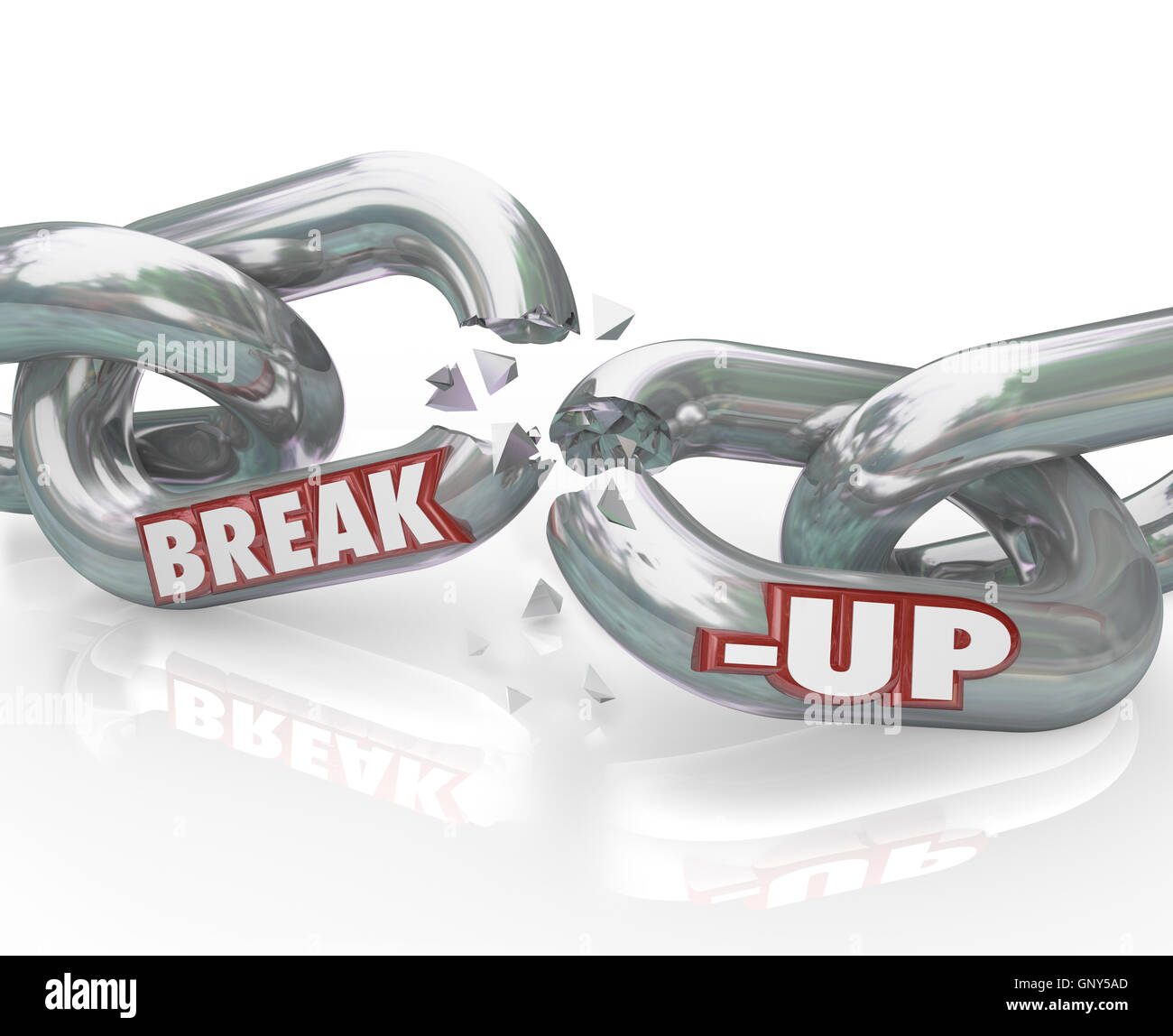 Break-Up defekte Links Kette Trennung Scheidung Stockfoto