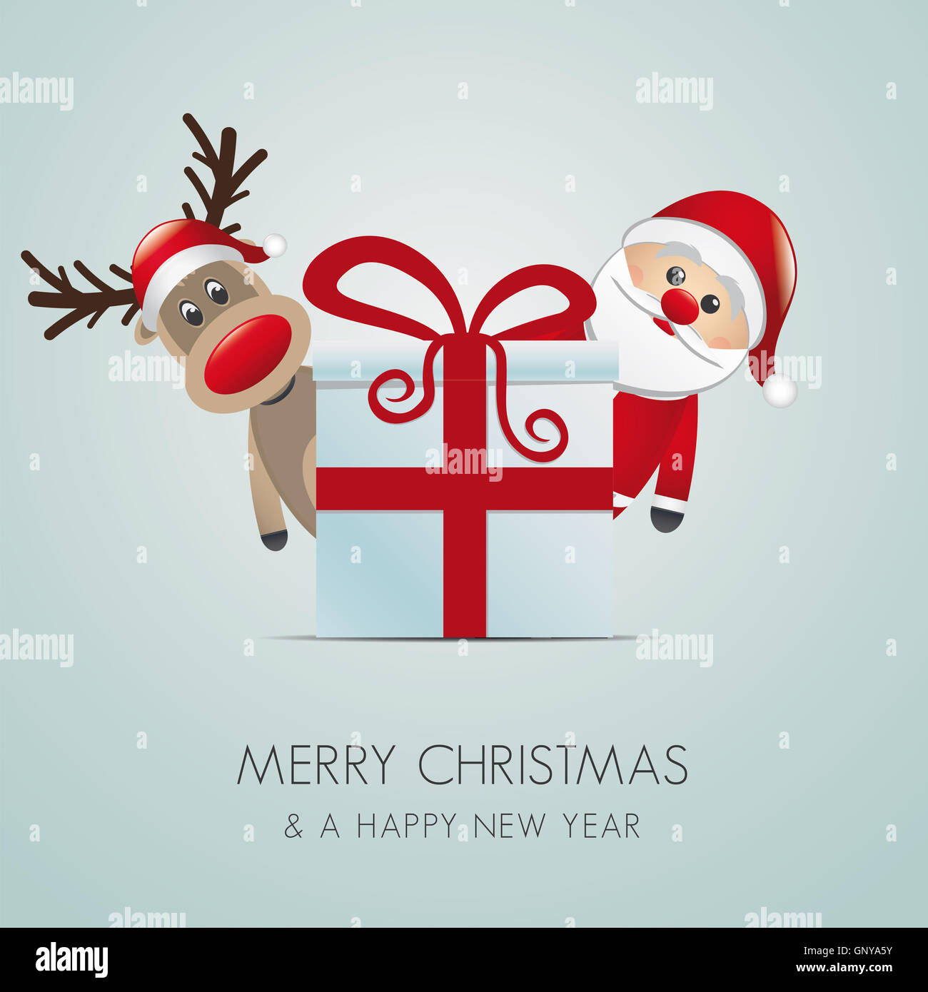 Rentier Santa Claus Weihnachten Geschenk-Box Stockfoto