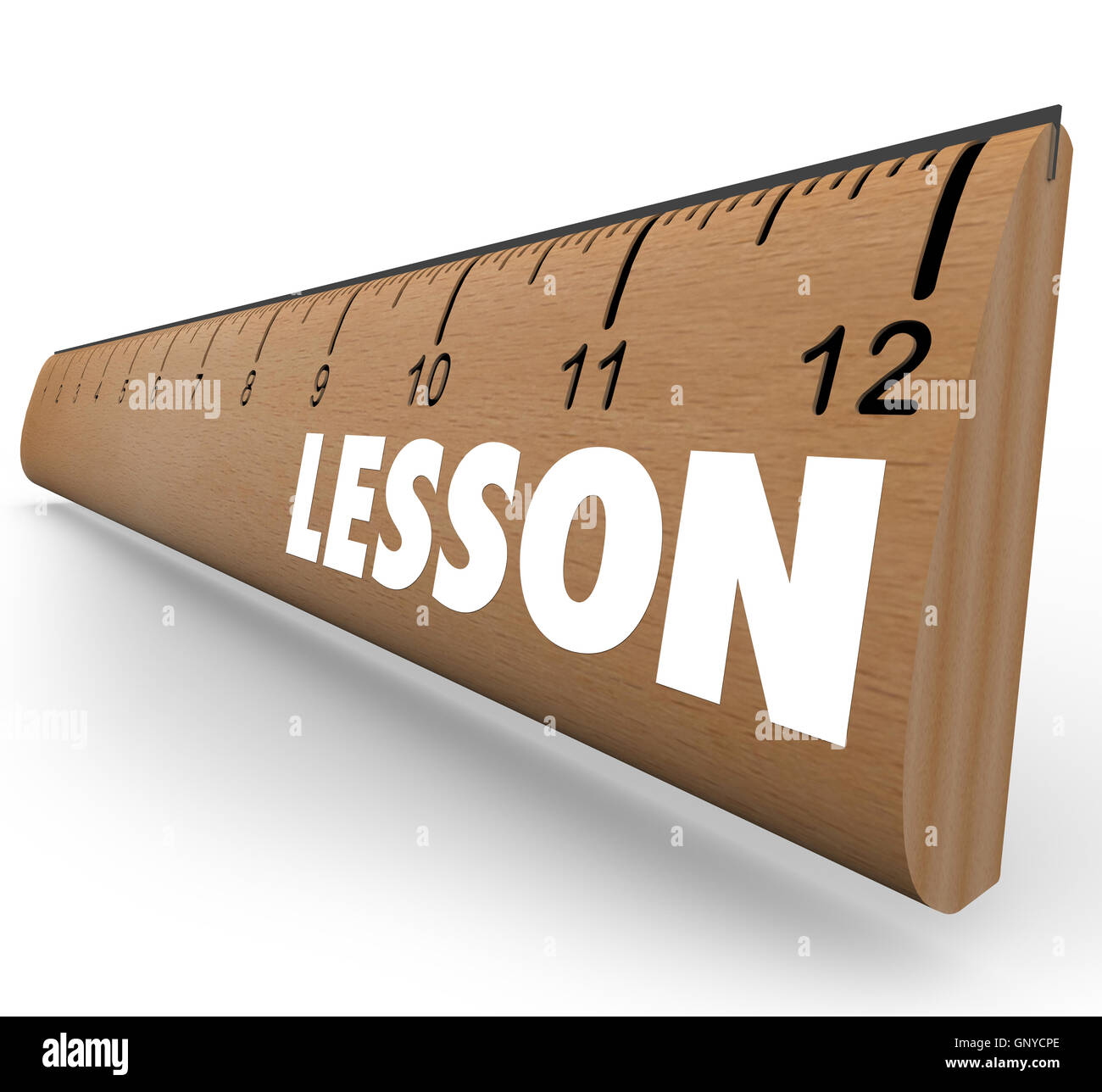 Lektion Wort auf Lineal Lehren Nachricht Bildung Stockfoto