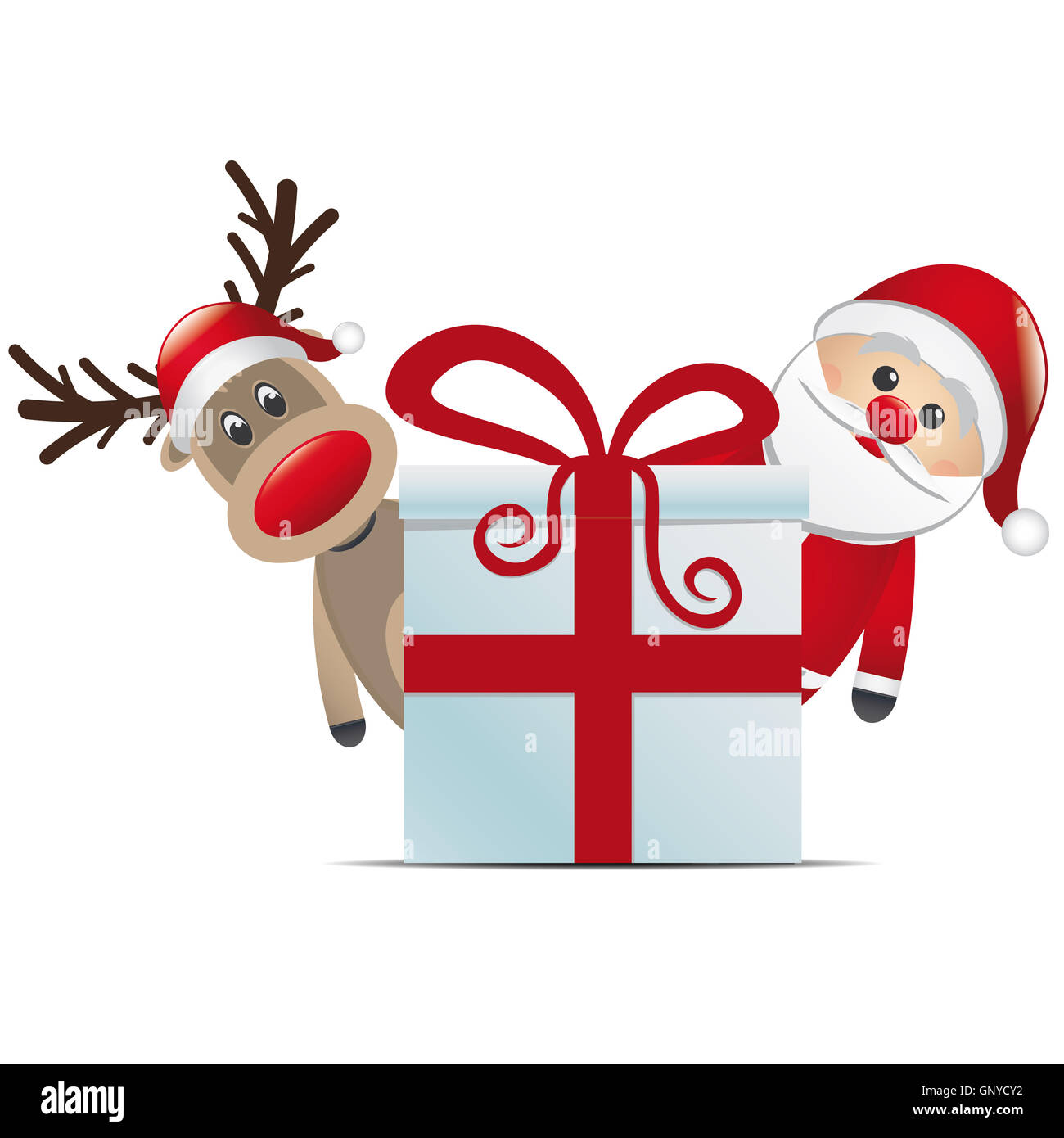 Rentier Santa Claus Weihnachten Geschenk-Box Stockfoto