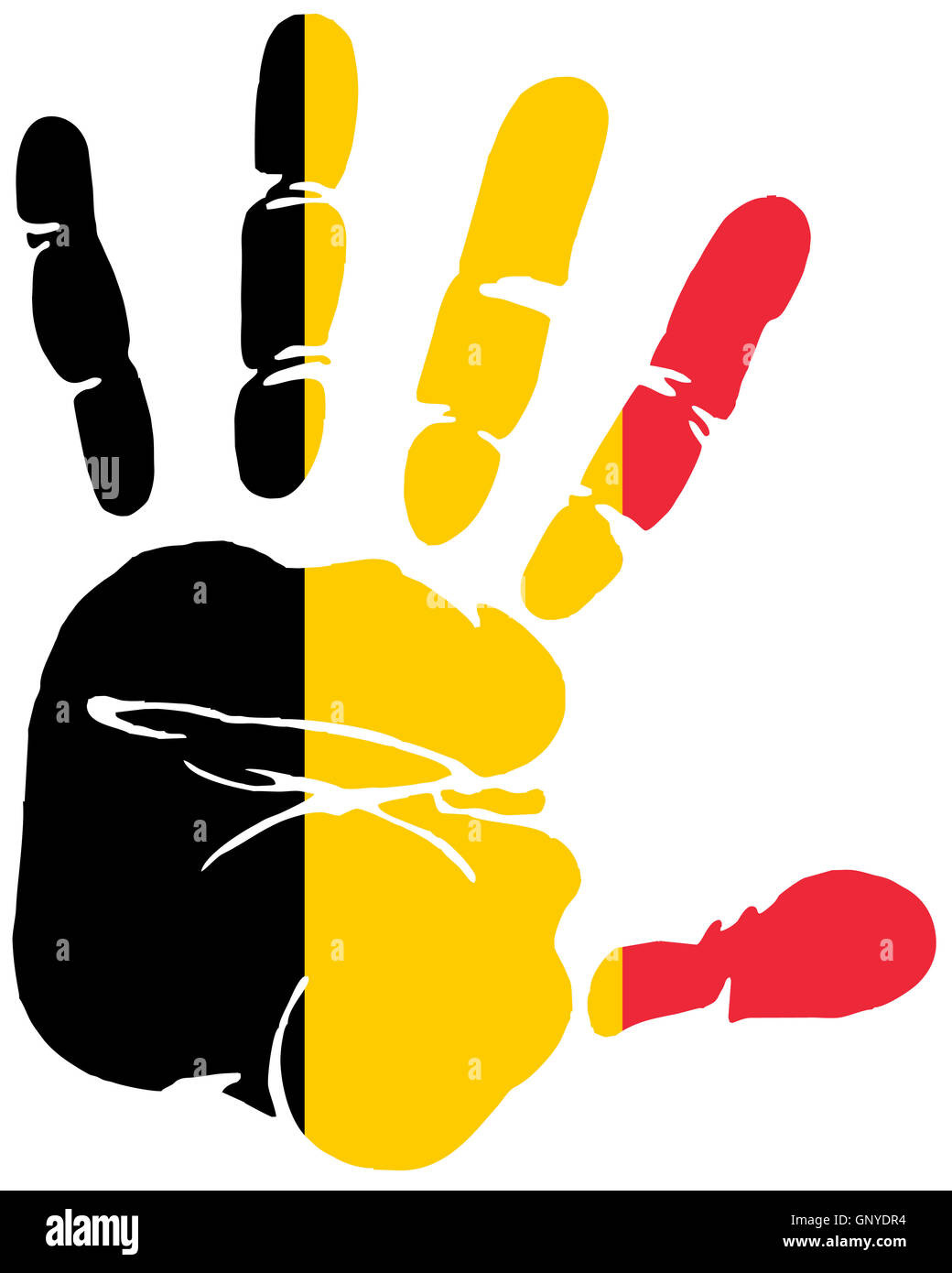 Hand-print Flag von Belgien Stockfoto