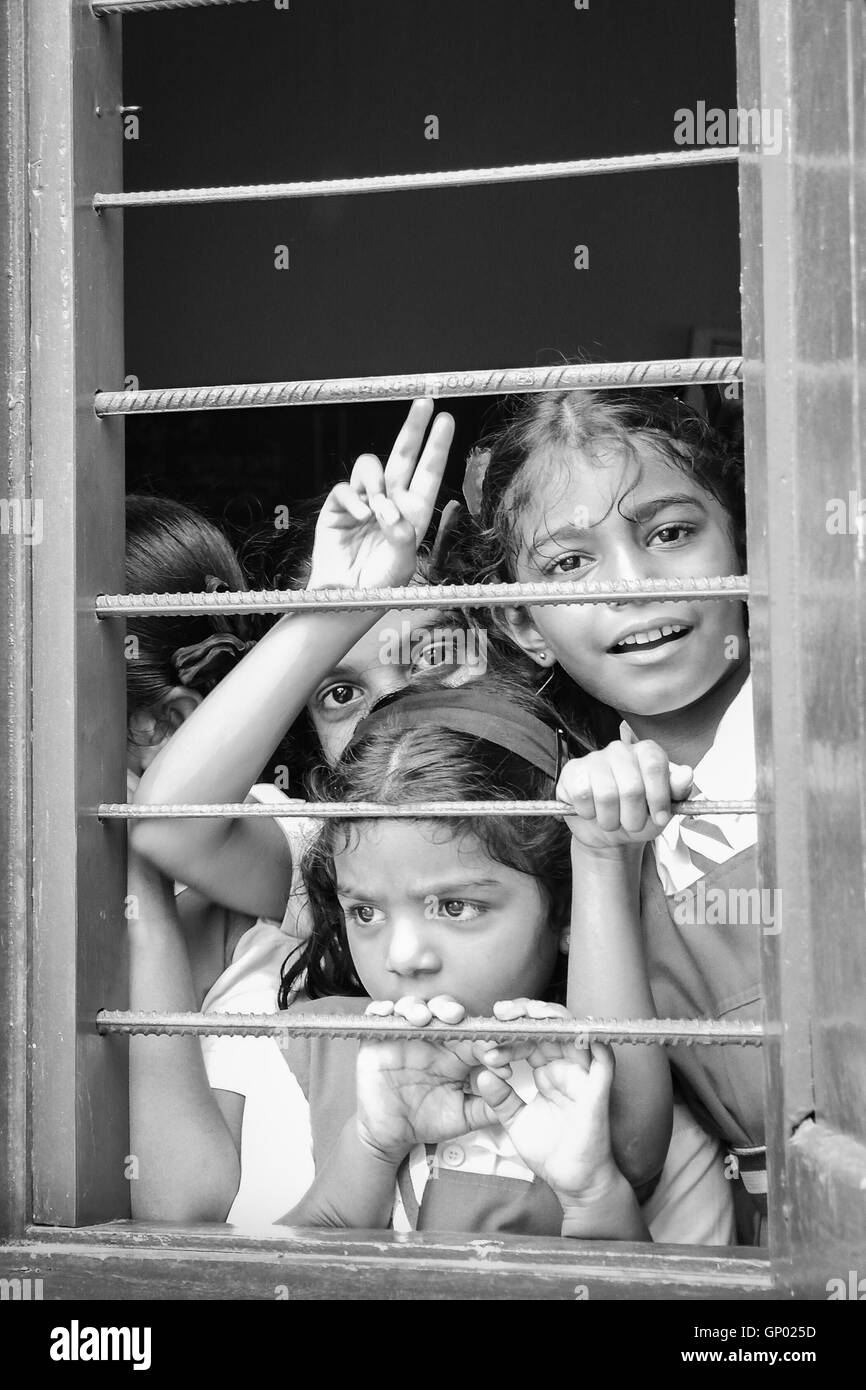 Indische Schulmädchen in Fort Cochin / Kerala - Indien Stockfoto