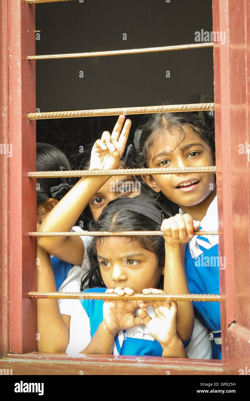 Indische Schulmädchen in Fort Cochin / Kerala - Indien Stockfoto