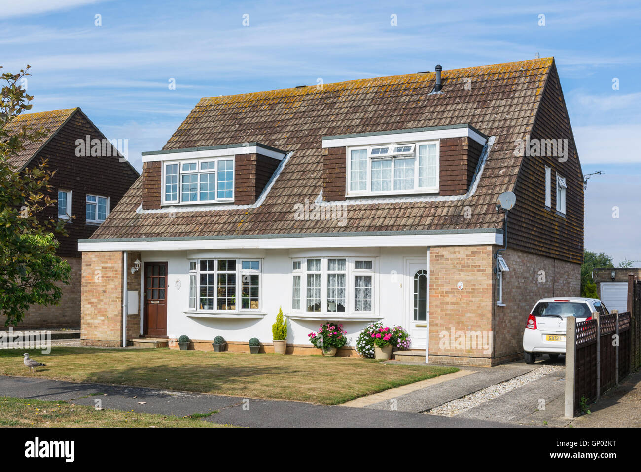 Dachgauben auf einen Halb freistehendes Haus in England, UK. Stockfoto