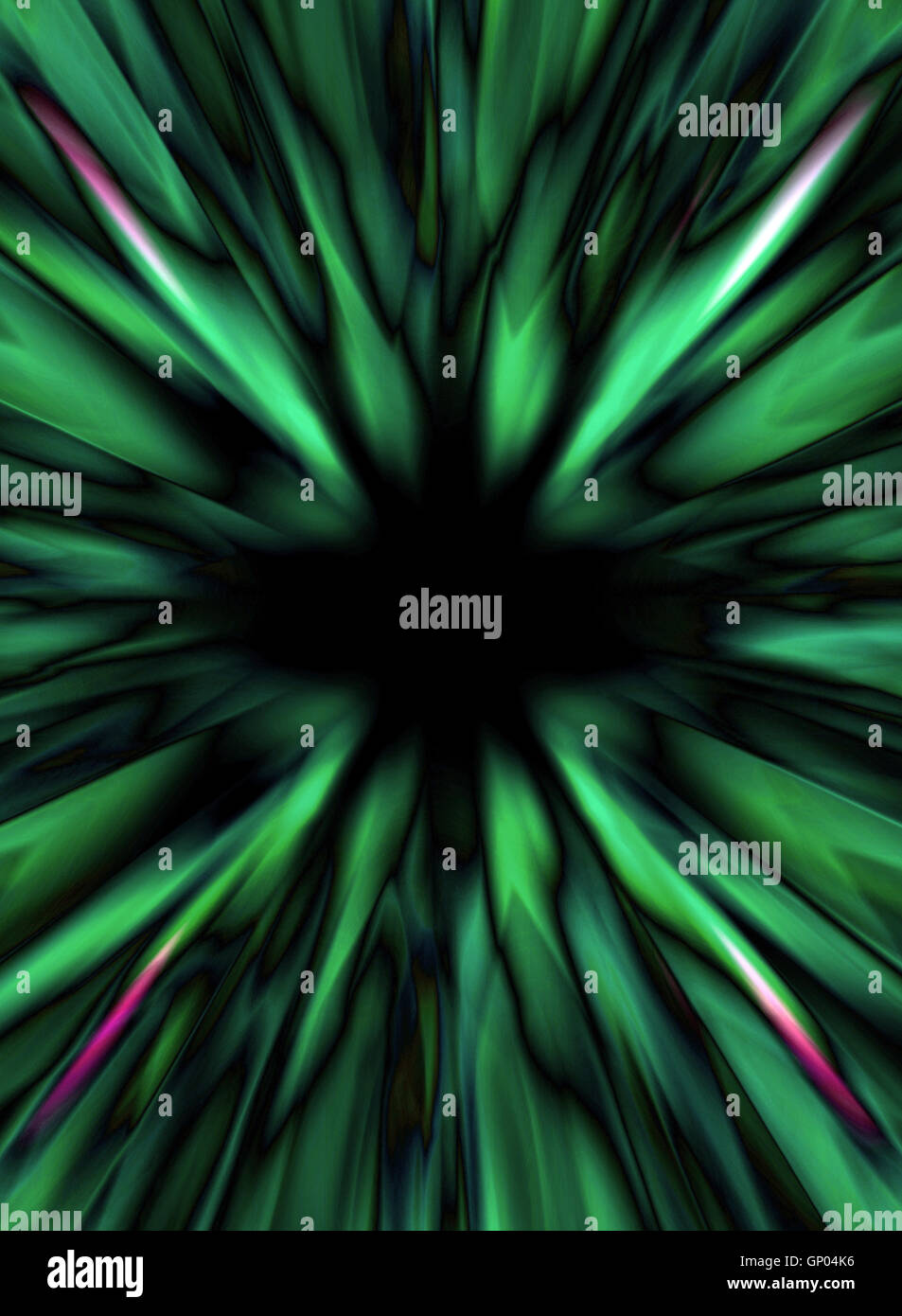 Abstrakte Grünpflanze und Schwarzes Loch Stockfoto