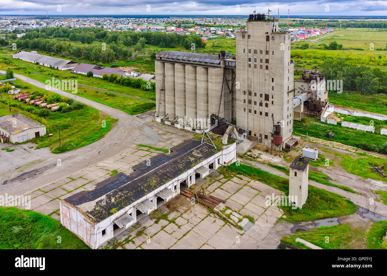 Vogelperspektive auf Kornlift Stockfoto