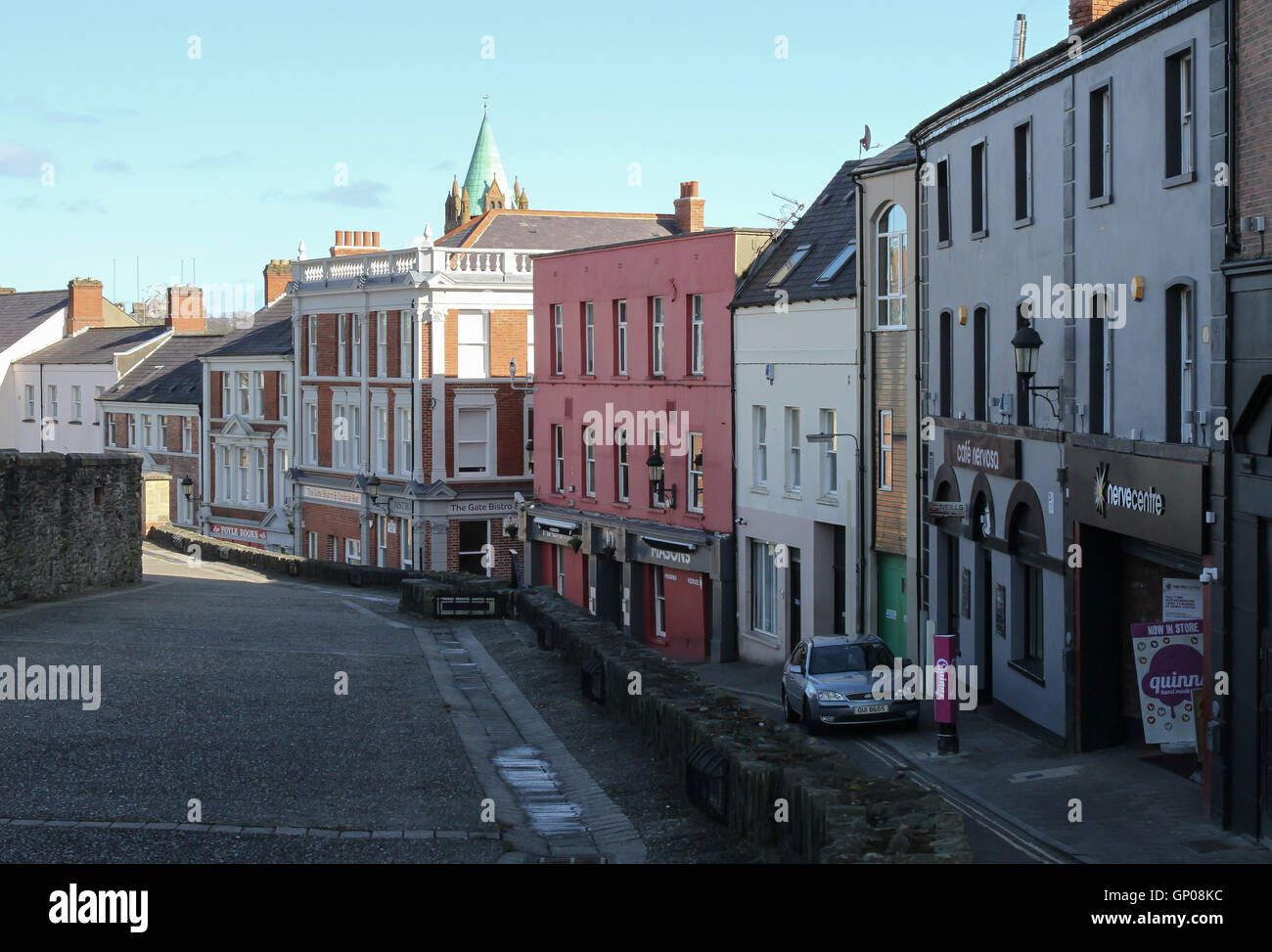 Ansicht der Magazine Street Abschnitt der Stadtmauer in Derry. Magazine Street befindet sich innerhalb der Mauern von Derry. Stockfoto
