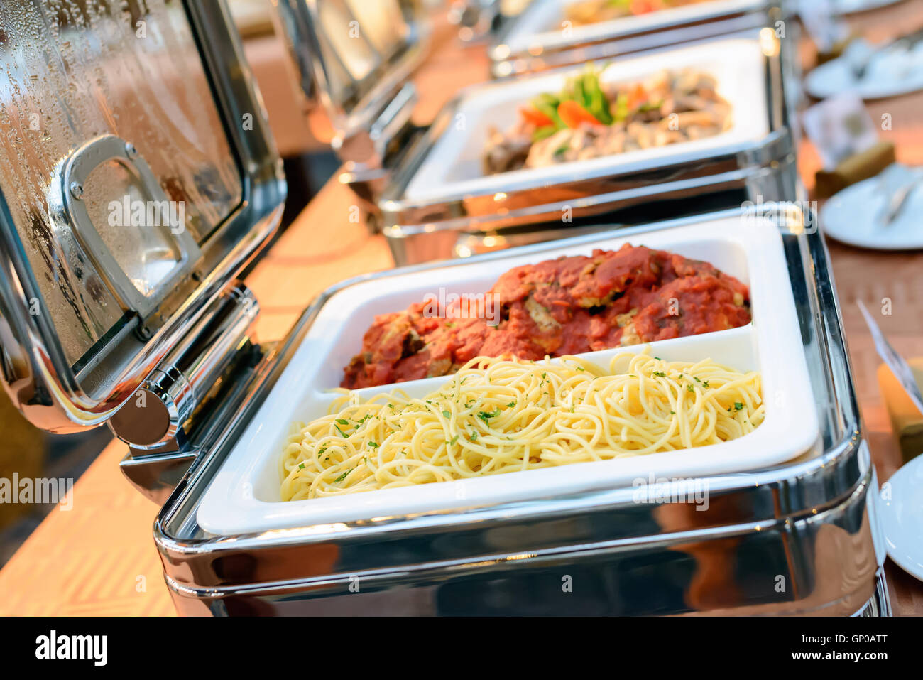 Das Essen im Restaurant, Luxushotel Catering. Stockfoto