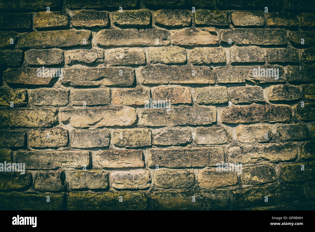 Nahaufnahme der alten Ziegel Wand Hintergrund Stockfoto
