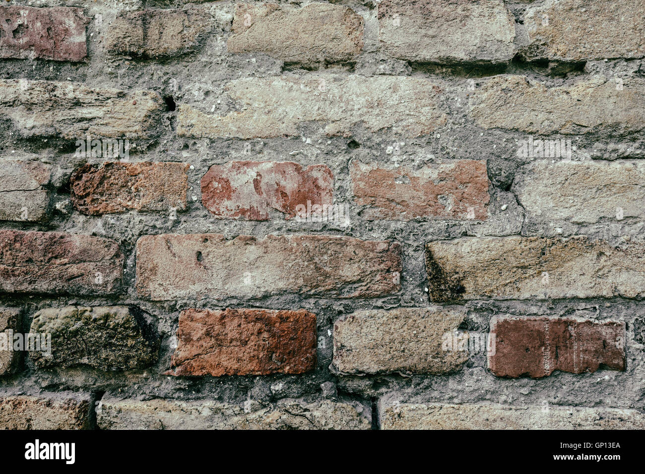 Nahaufnahme der alten Ziegel Wand Textur Stockfoto