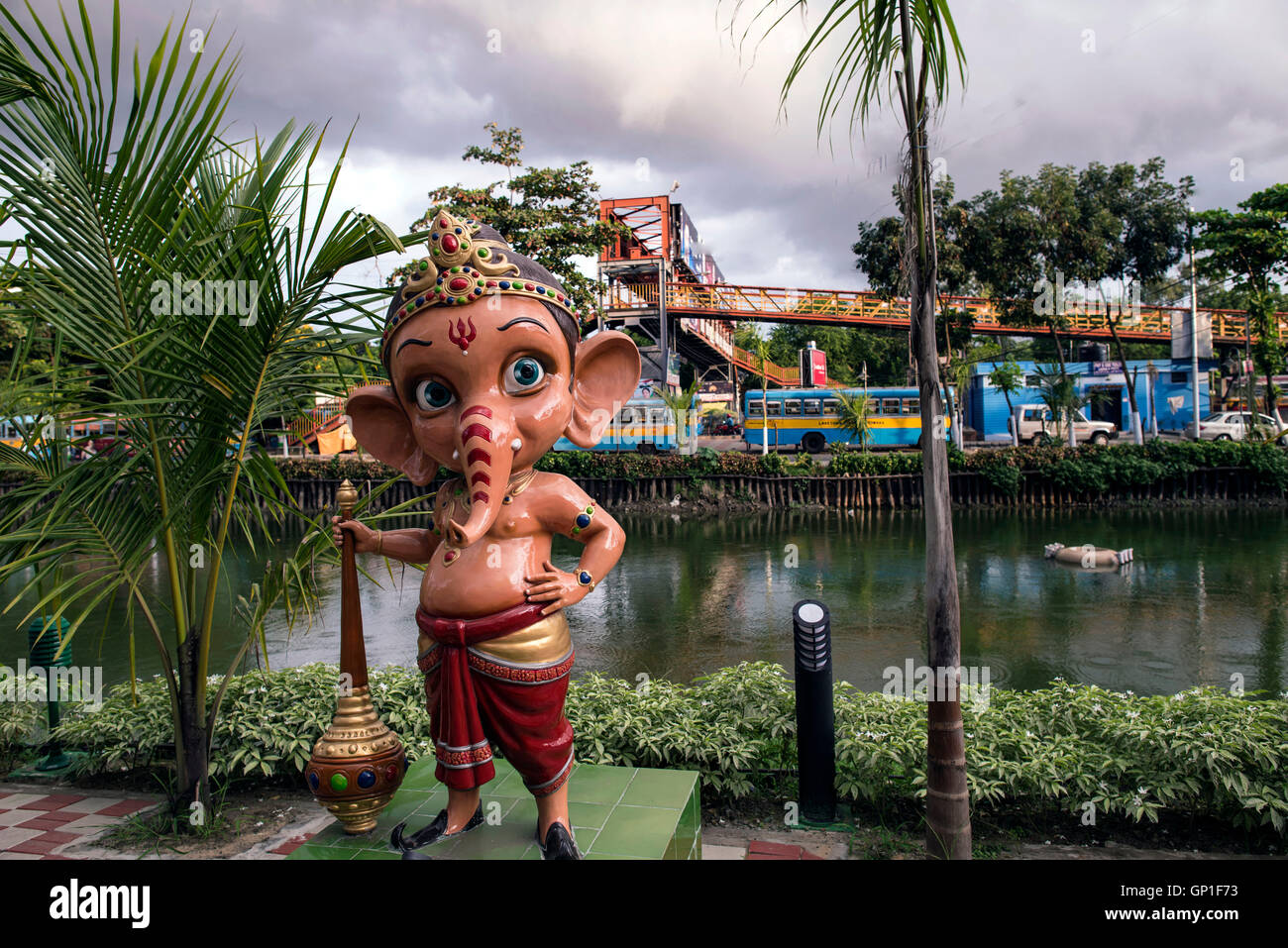Lord Ganesh Statue als Hanuman, Eco Nest Park, See Stadt, sreebhumi, kolkata, West bengalen, indien, asien Stockfoto