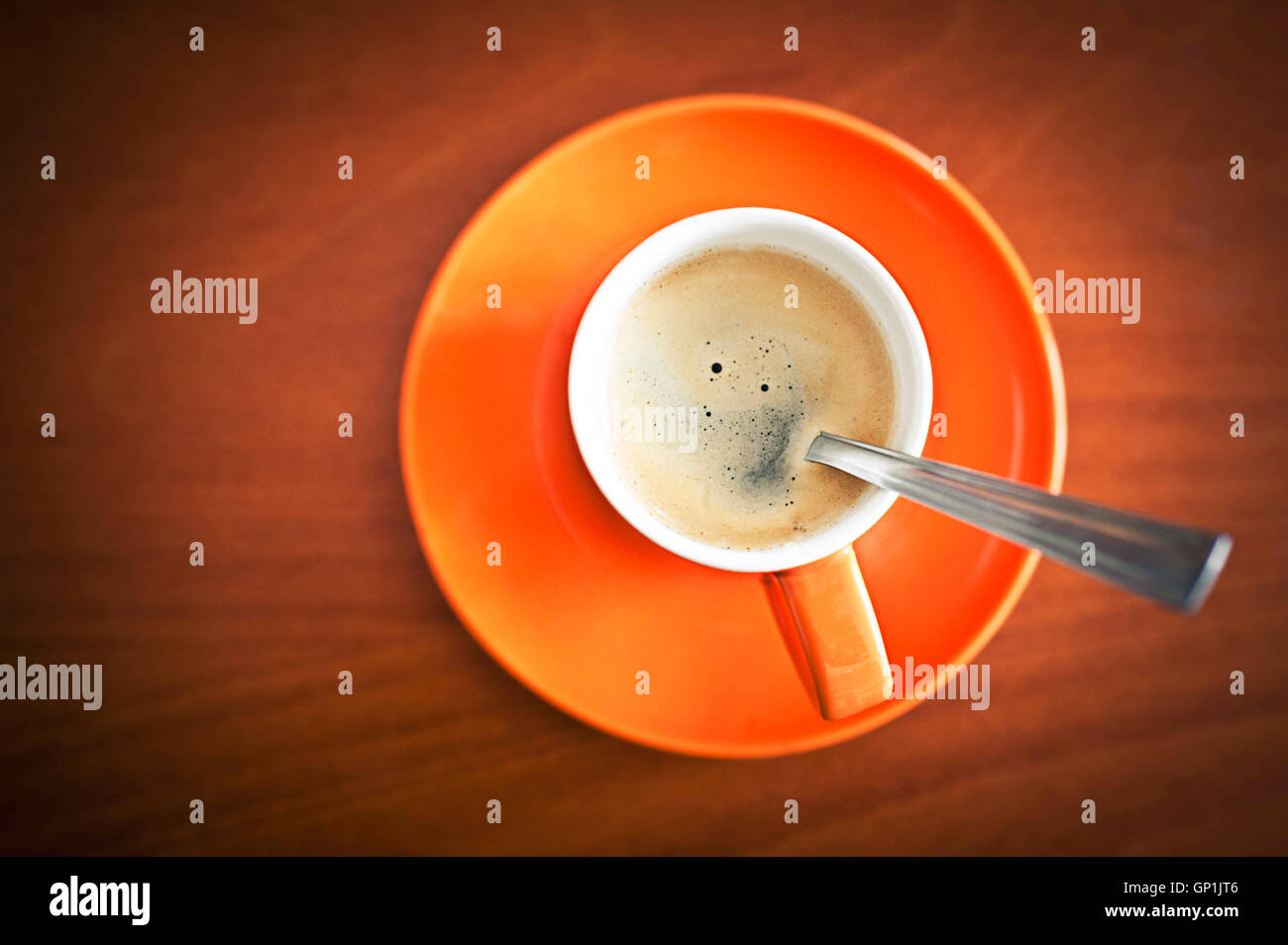Espresso-Kaffee, Ansicht von oben Stockfoto