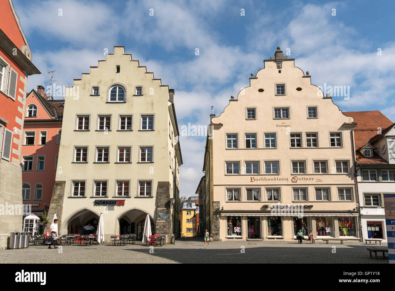 Fußgängerzone in der Altstadt in Lindau, Bayern, Deutschland Stockfoto