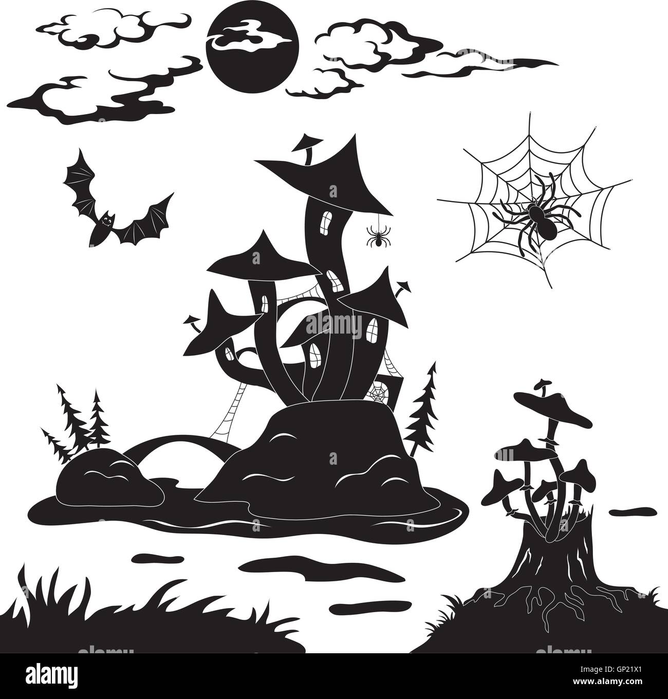 Halloween Cartoon Landschaft Stock Vektor
