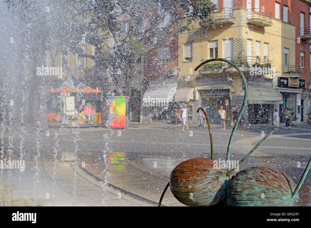 Brunnen in Piazza Roma Platz, Oristano, Sardinien, Italien Stockfoto