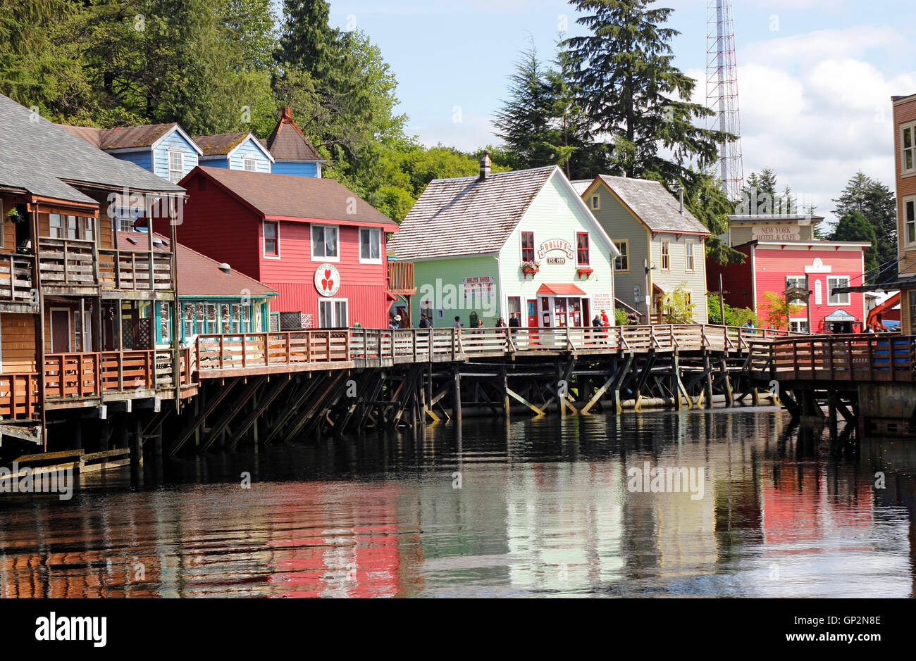 Creek Street Läden Sehenswürdigkeiten Ketchikan Tongass Narrows Inside Passage Southeast Alaska USA Stockfoto