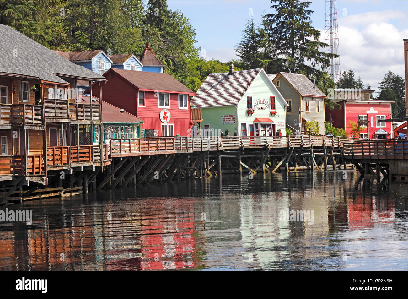 Creek Street Läden Sehenswürdigkeiten Ketchikan Tongass Narrows Inside Passage Southeast Alaska USA Stockfoto