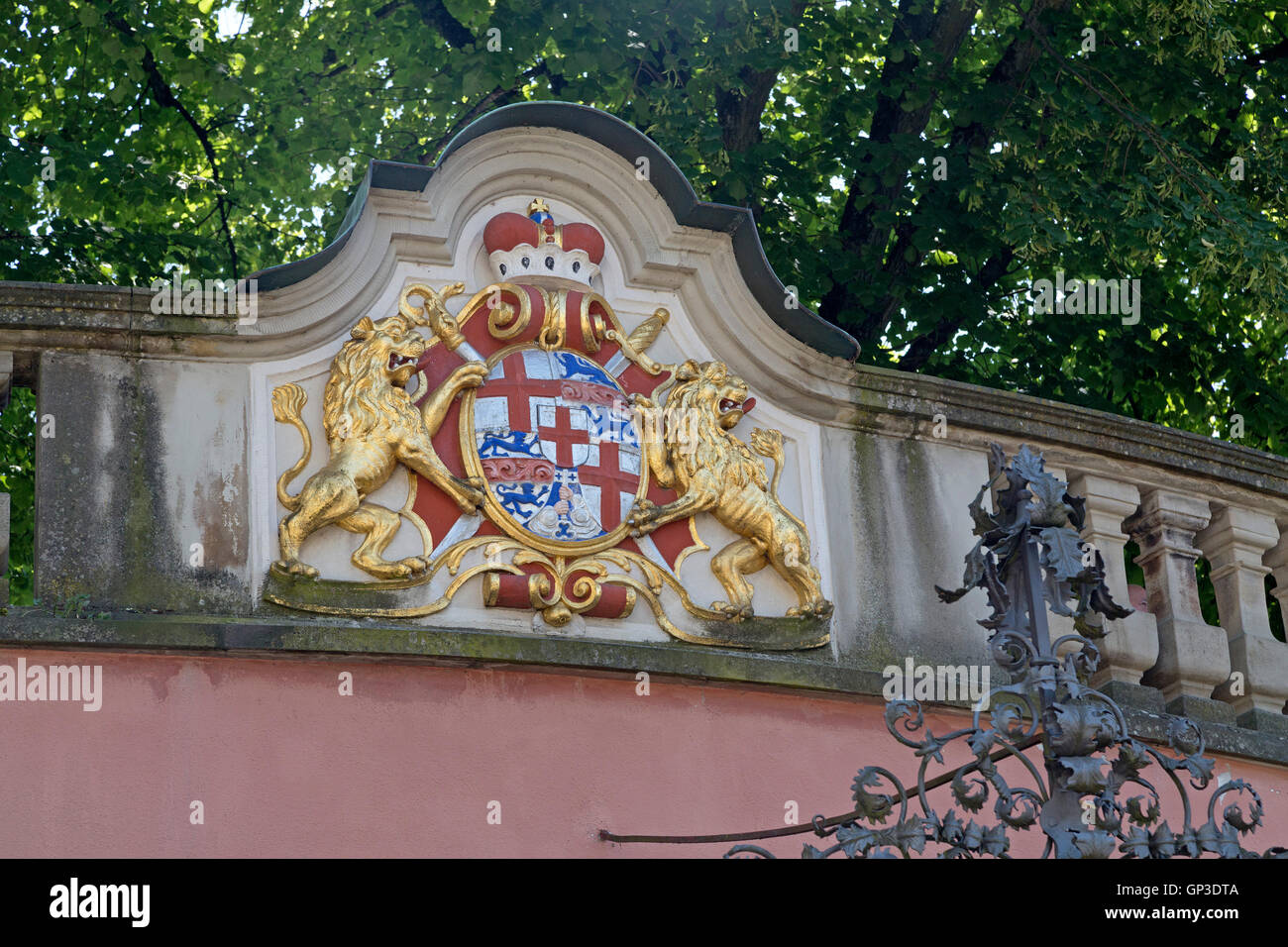 Wappen auf dem Schlossgelände, New Castle, Meersburg, Bodensee, Baden-Württemberg, Deutschland Stockfoto