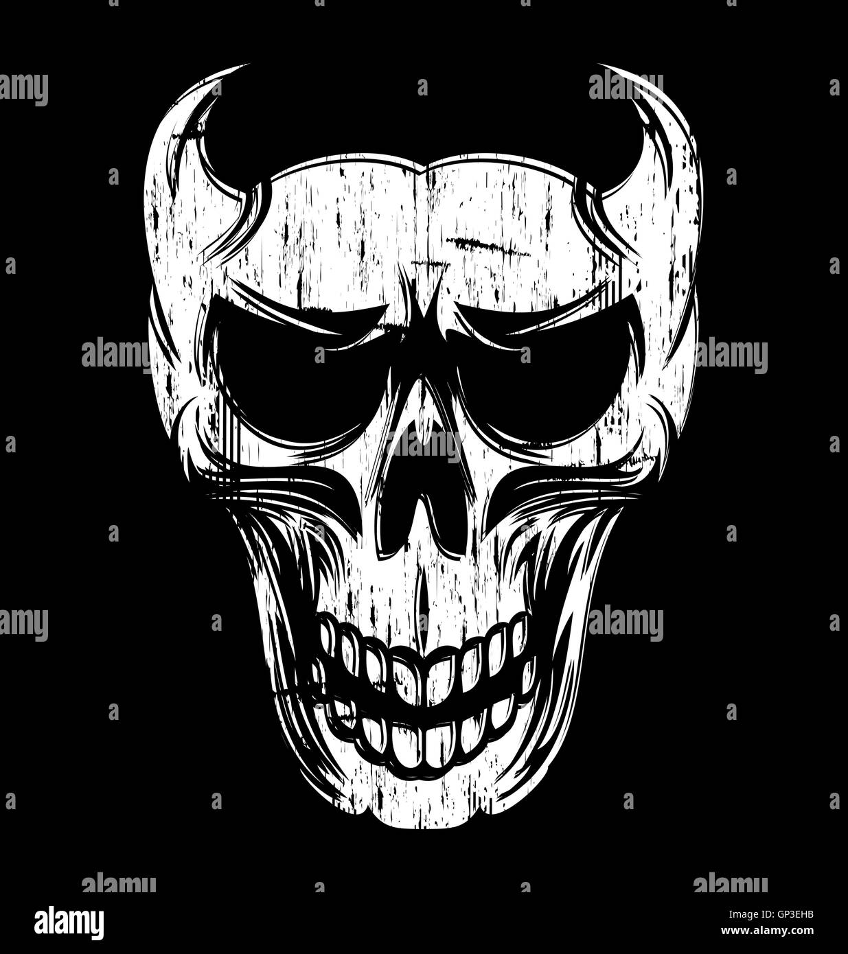 Grunge Dämon Gesicht Stock Vektor