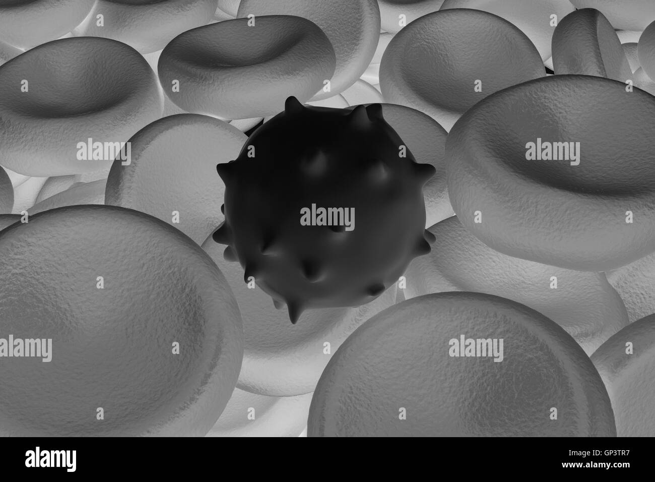 Weißen Blutkörperchen medizinischen oder mikrobiologischen Hintergrund. 3D illustration Stockfoto