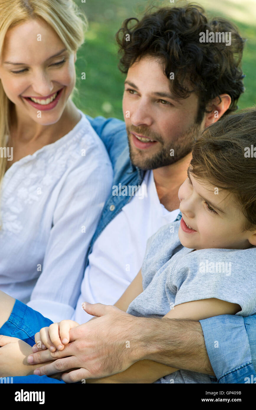 Familie mit einem Kind, Portrait Stockfoto
