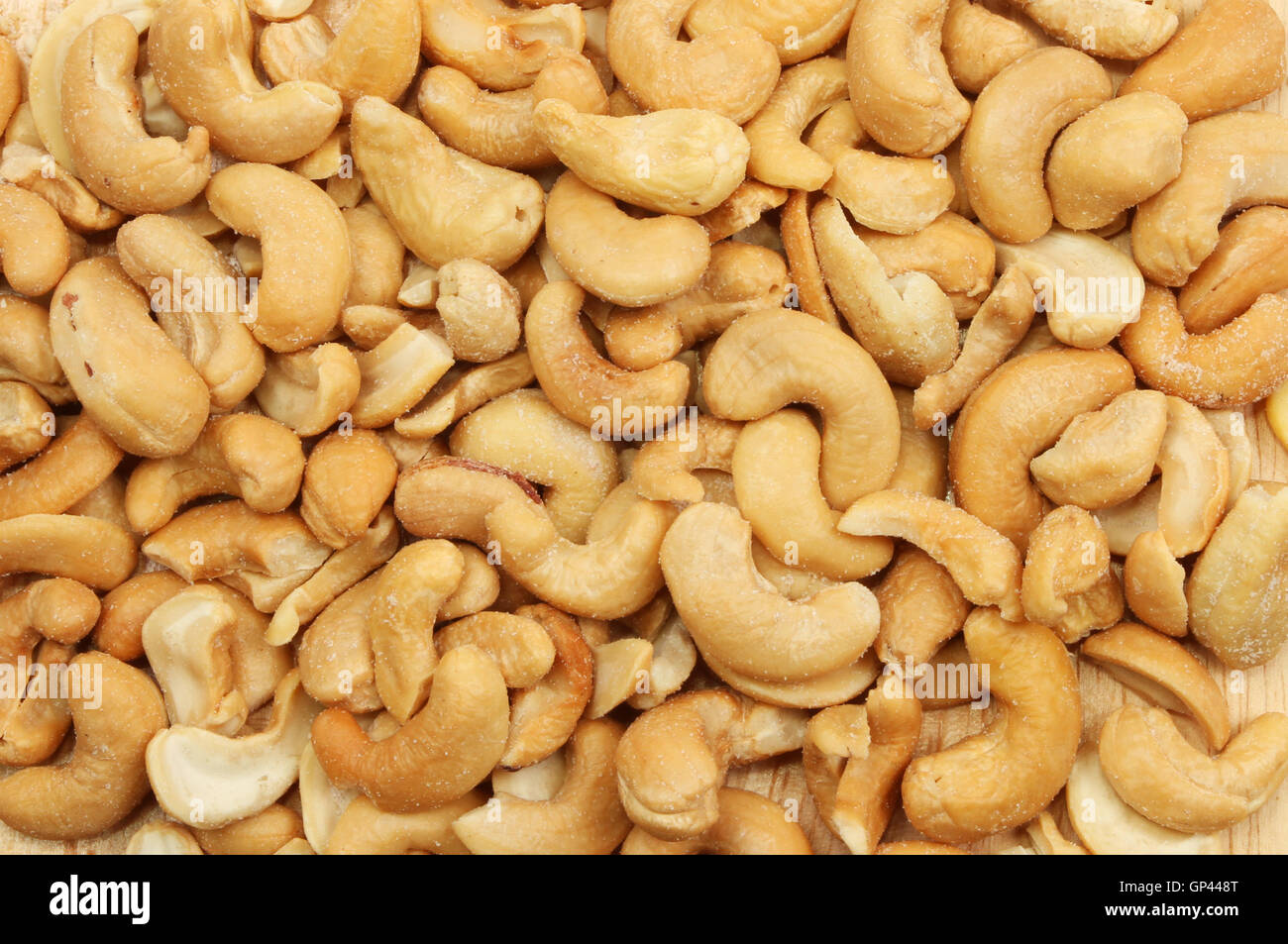 Nahaufnahme der gesalzene Cashew-Nüssen Stockfoto