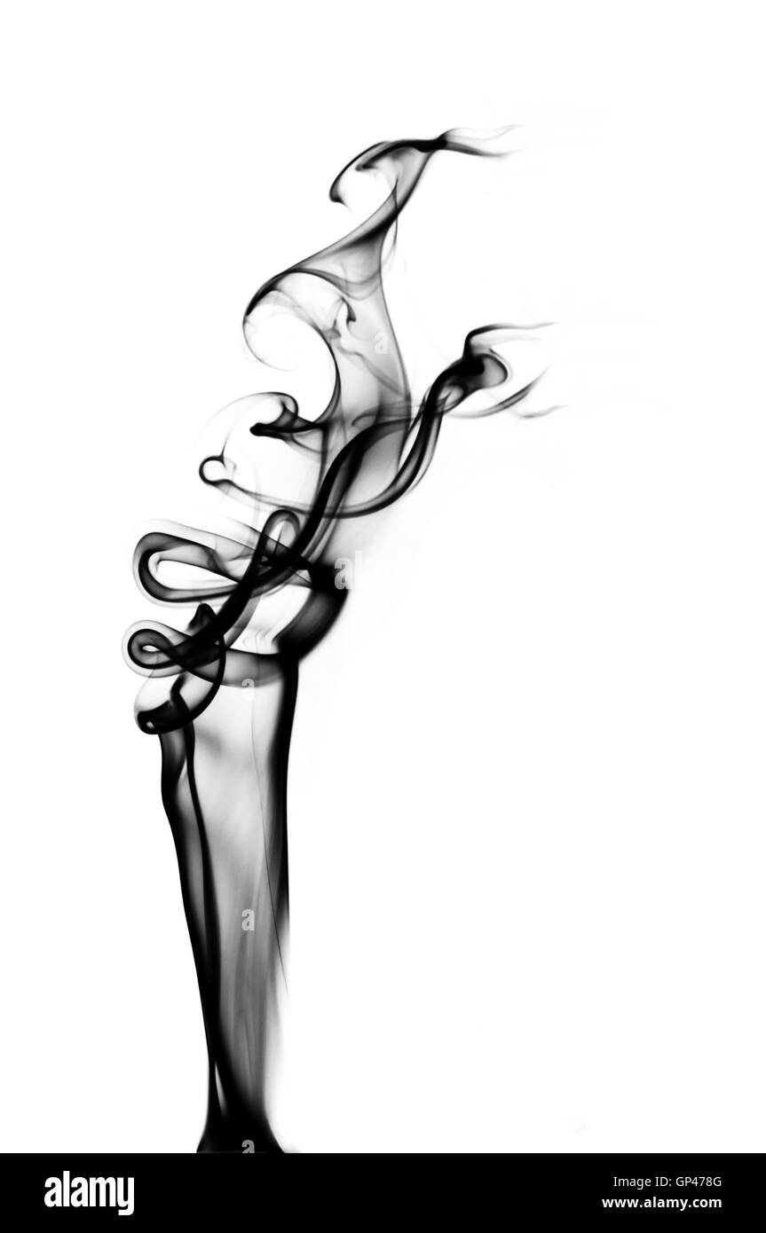 Abstrakte Rauch isoliert auf weiss Stockfoto