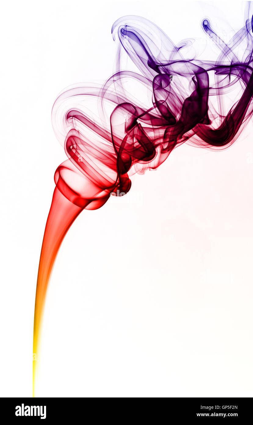 farbigen Rauch isoliert auf weißem Hintergrund Stockfoto