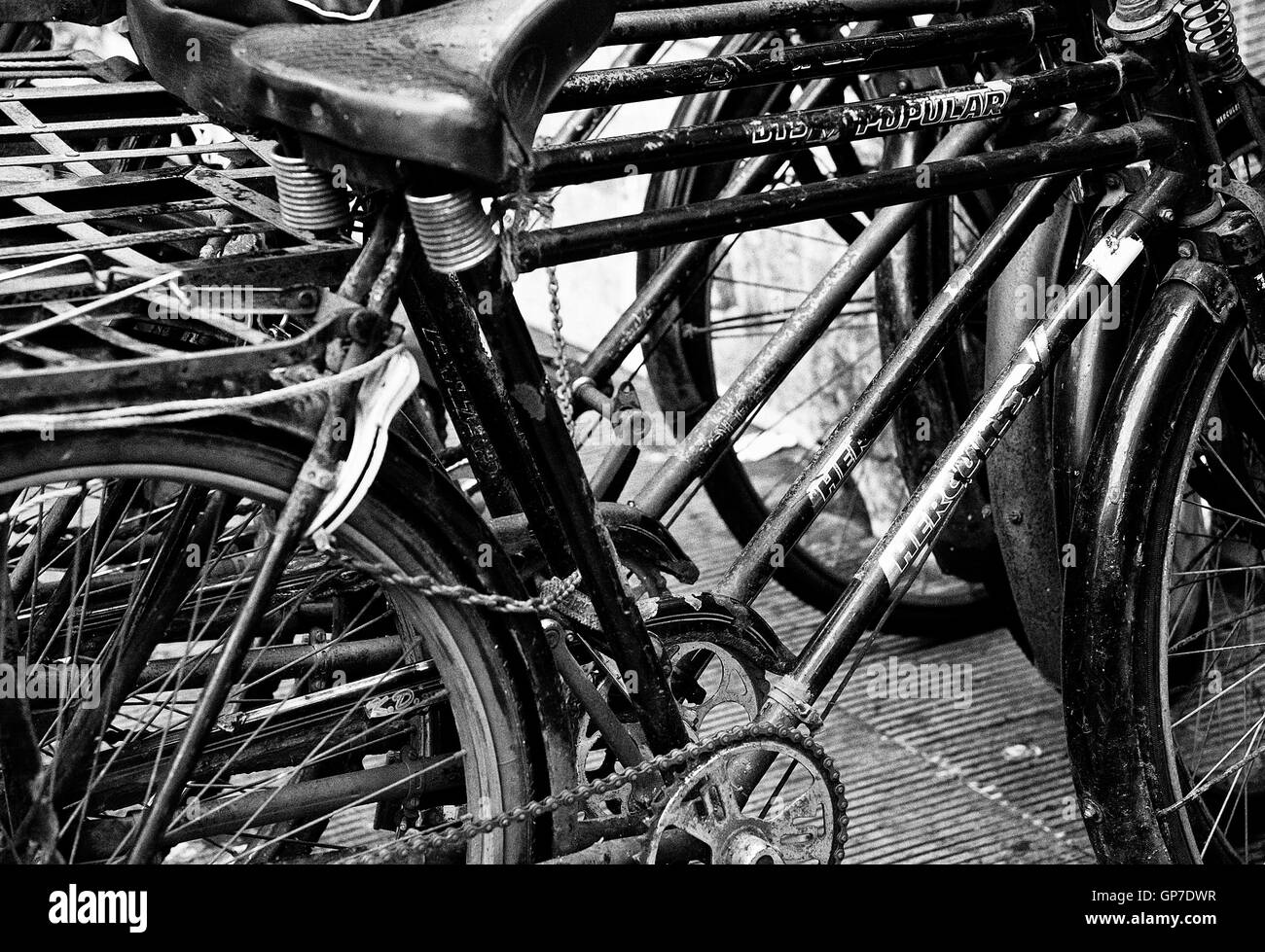 Das Bild von Fahrrädern im Pali Village in Bandra Hill Road, Mumbai, Maharashtra, Indien Stockfoto