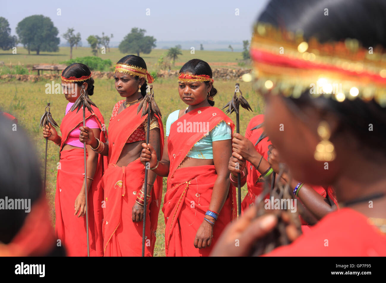 Bison horn, Tänzer, Bastar, Chhattisgarh, Indien, Asien Stockfoto