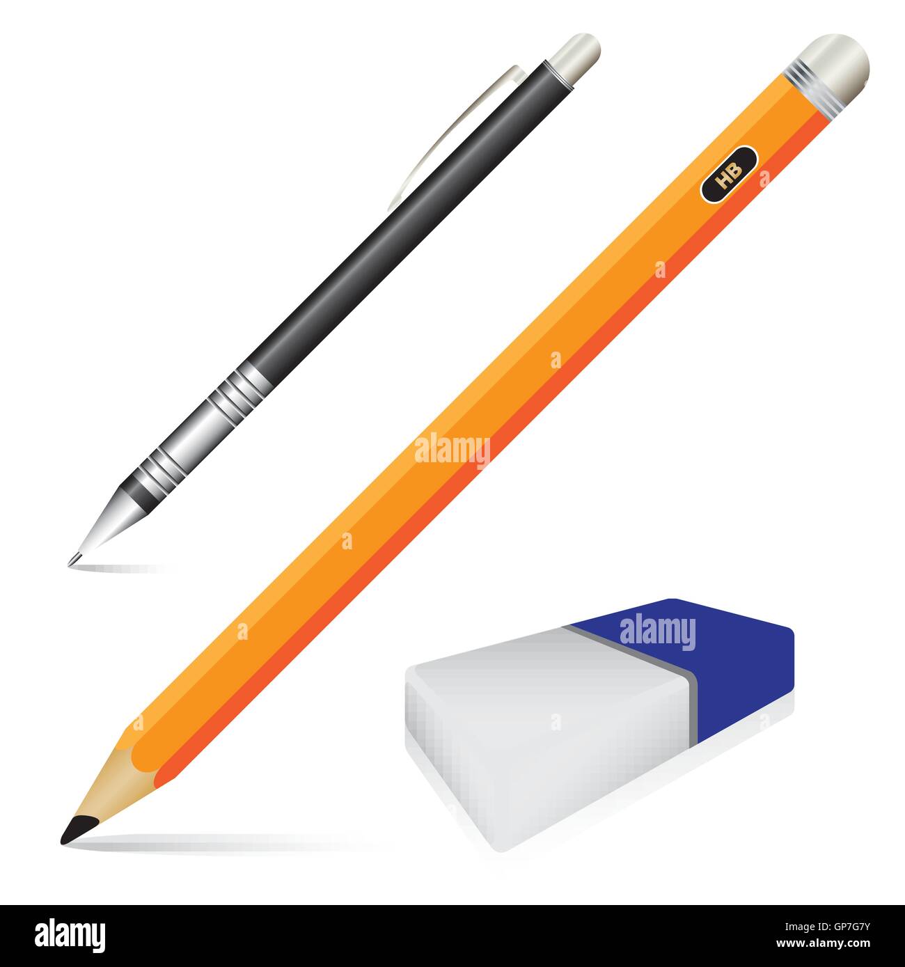 Bleistift, Vektor, Farbe, Illustration, Satz, weiß, blau, Büro, Design, grün, Hintergrund, Kunst, gelb, bunt, Holz, Objekt, s Stock Vektor