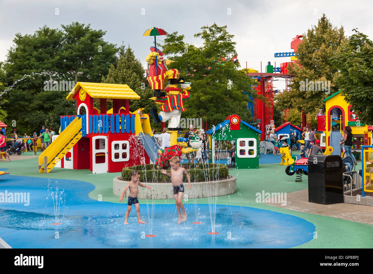 Brunnen am Legoland Deutschland Stockfoto