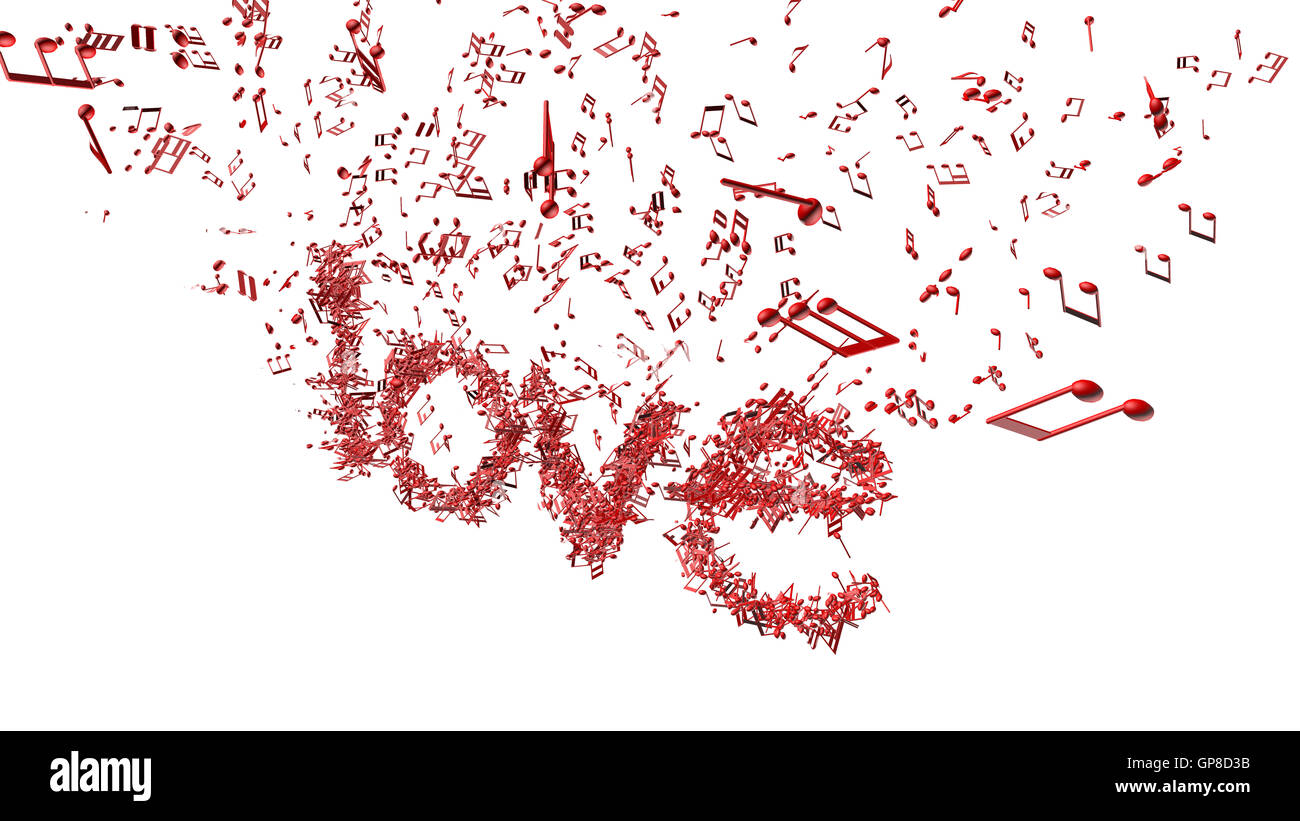 Wort 'Liebe' in Form von Noten Stockfoto