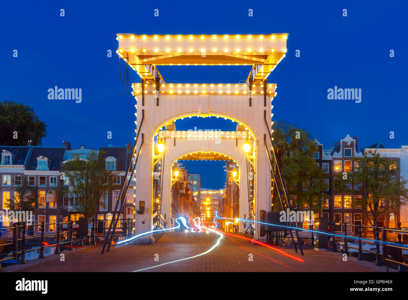 Magere Brug, magere Brücke, Amsterdam, Niederlande Stockfoto
