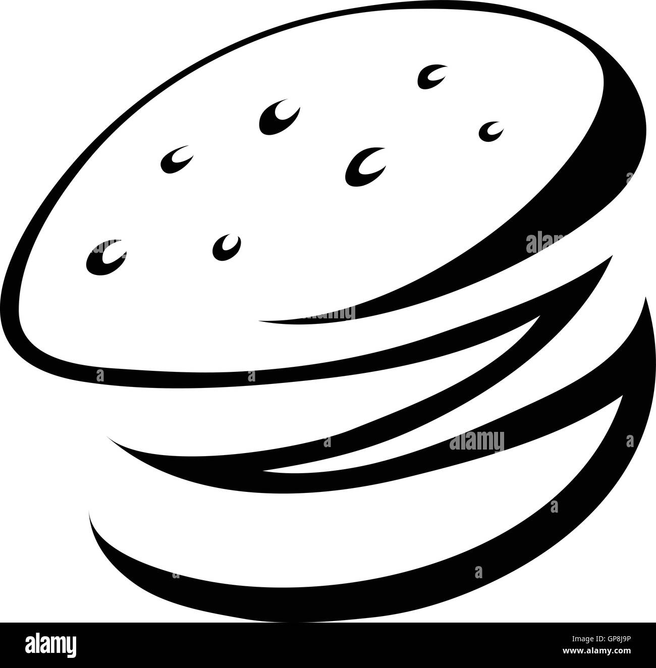 schwarz auf weiß isoliert burger Stock Vektor