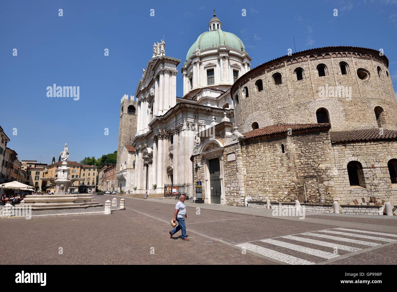 Kathedrale und Rotunde, Domplatz, Provinz Brescia, Lombardei, Italien Stockfoto