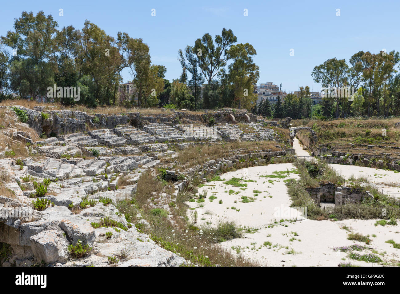 Historischen Theater Romano von Syracusa auf der Insel Sizilien, Italien Stockfoto