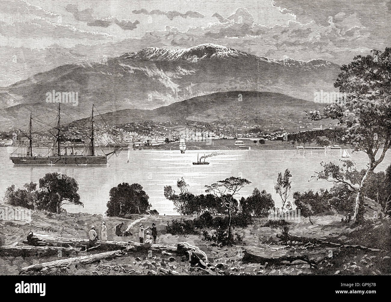 Hobart, Tasmanien, Australien im 19. Jahrhundert. Stockfoto