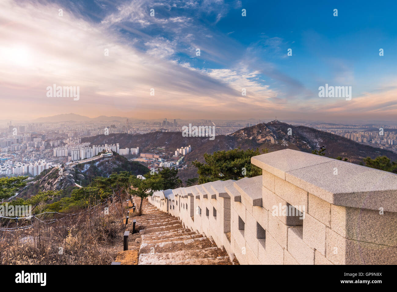 Korea, Seoul City Skyline Sonnenuntergang. Stockfoto