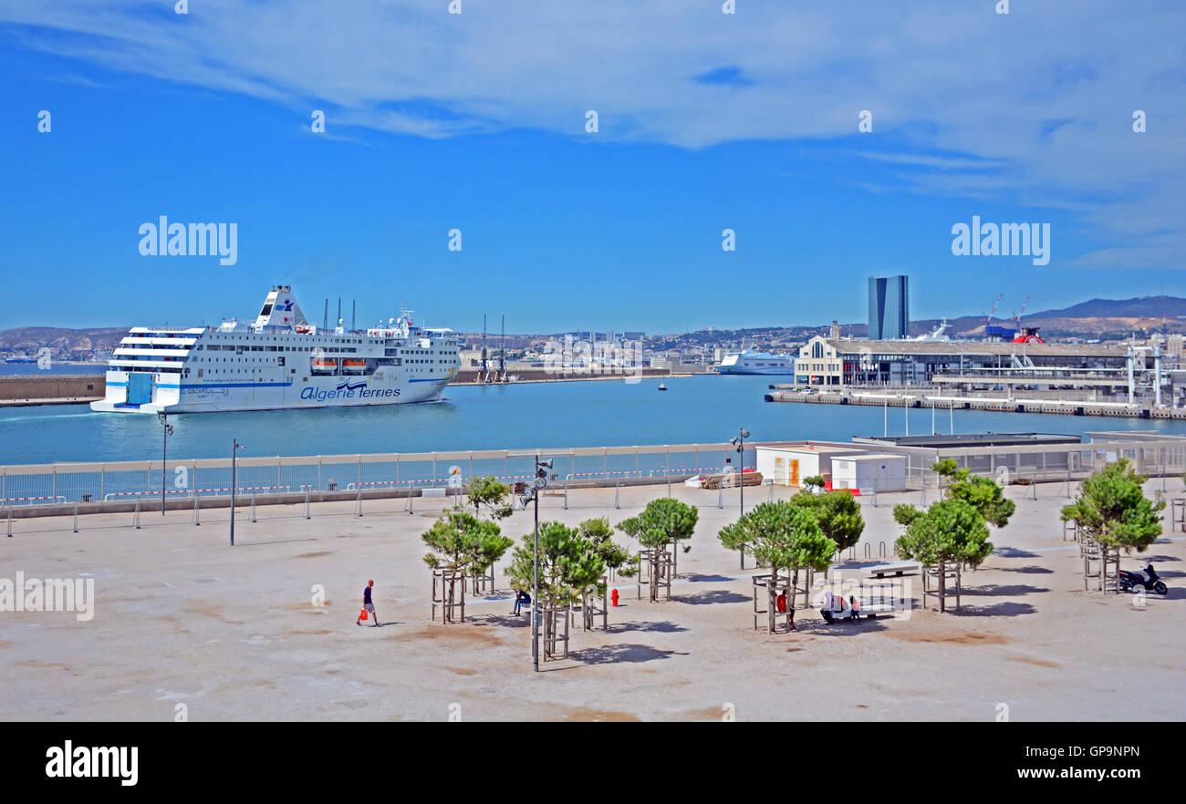 Fähre von Algerie Ferries Unternehmen in im Grand Port Maritime Marseille Bouches-du-Rhone Frankreich Stockfoto