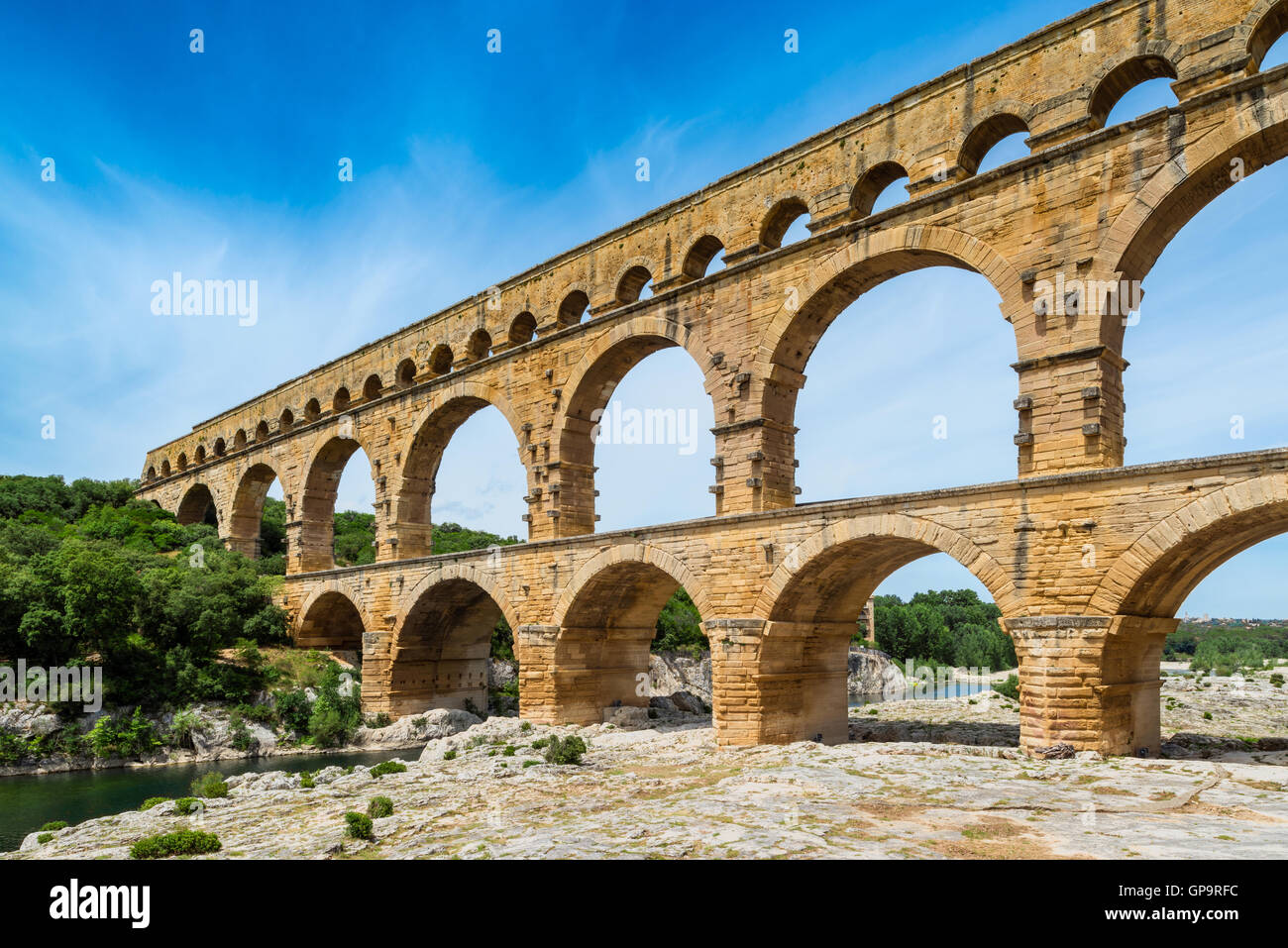 Aquädukt Pont Du Gard in Südfrankreich Stockfoto