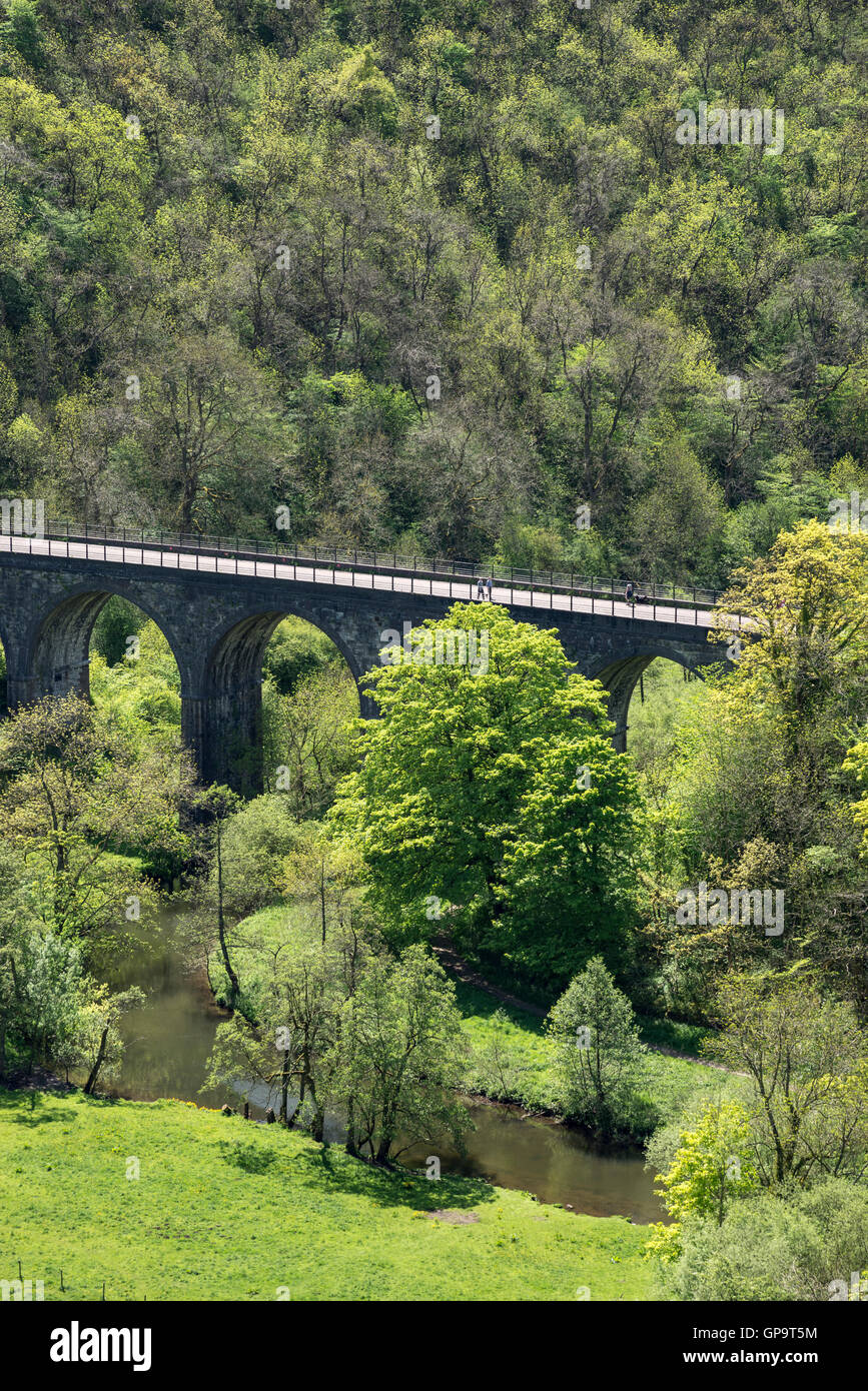 Monsal Kopf-Viadukt, eine bekannte Sehenswürdigkeit in der Nähe von Bakewell im Peak District National Park. Stockfoto